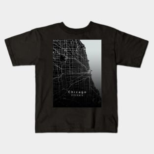 Chicago Illinois City Map dark Kids T-Shirt